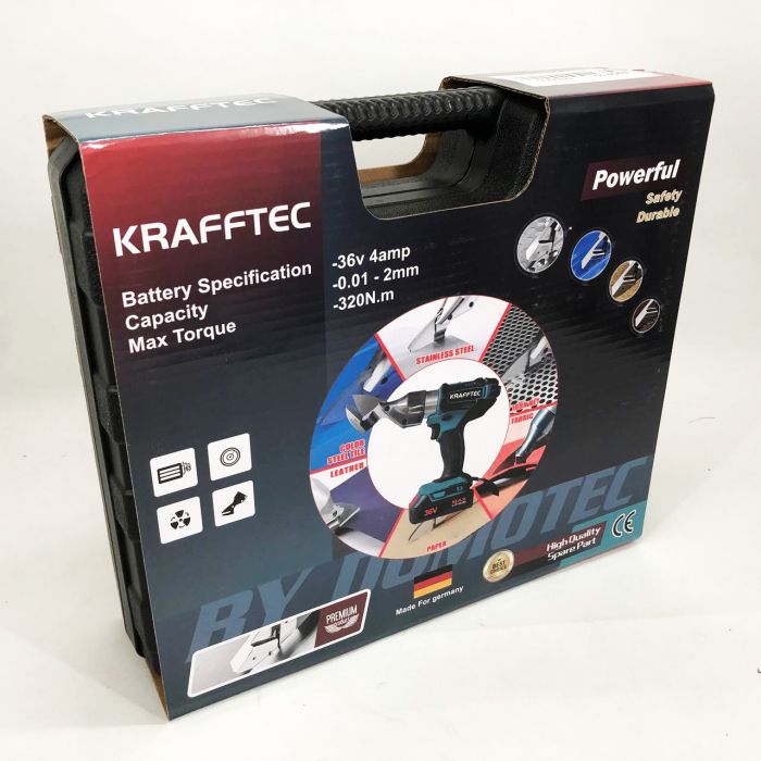 Аккумуляторные ножницы по металлу в кейсе Krafftec DJS130R, 2 акб 36V/5AP