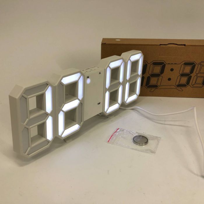 Часы настольные LY-1089 с белой подсветкой LED белые, Часы электронные светящиеся, Электронные часы VST