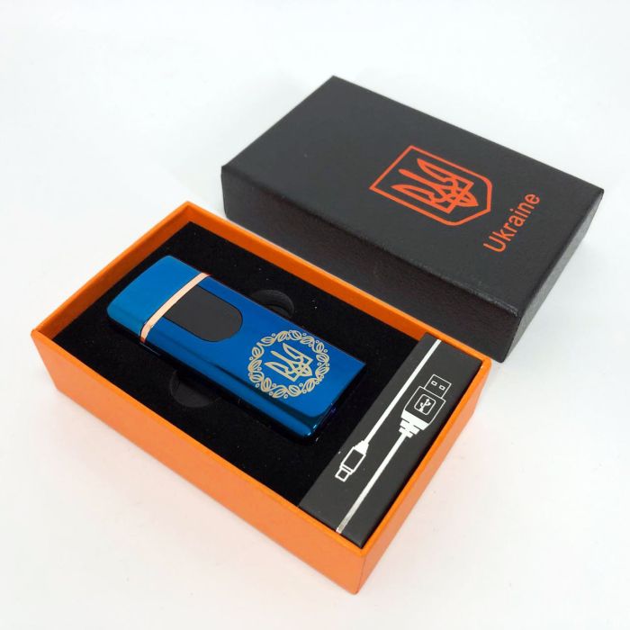 Электрическая и газовая зажигалка Украина с USB-зарядкой HL-435, зажигалки с зарядкой от usb. Цвет: синий