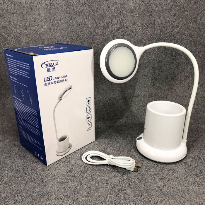 Настольная лампа аккумуляторная на гибкой ножке с органайзером Tedlux TL-1006, usb светильник гибкий