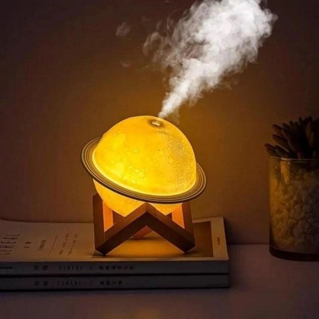 Увлажнитель очиститель воздуха ночник 3 в 1 Сатурн компактный с LED подсветкой 3 режима мини арома лампа