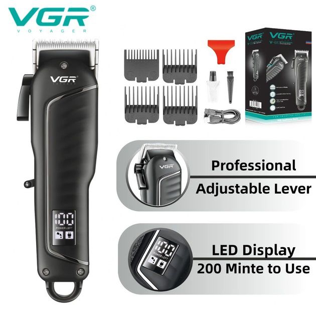 Мощная профессиональная машинка для стрижки VGR V-683 беспроводная, Надежная машинка для стрижки