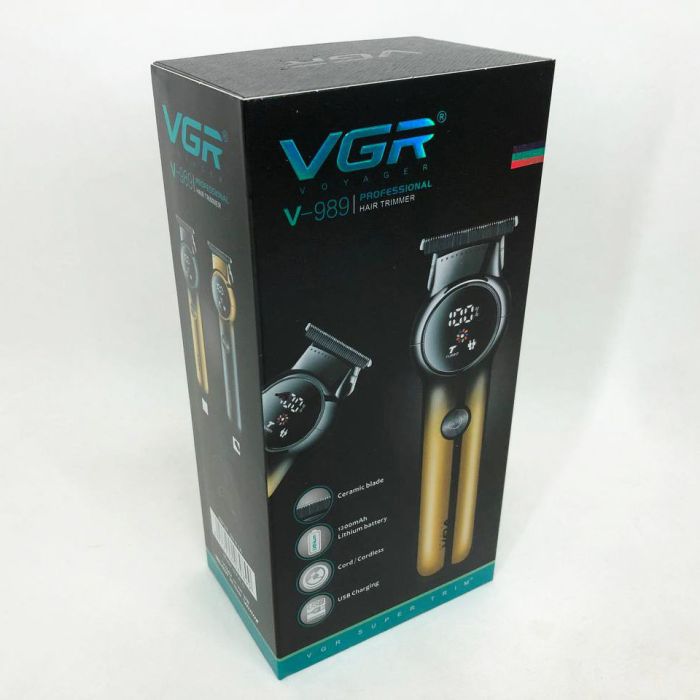 Триммер для бороды и усов VGR V-989 7000 об. Машинка для стрижки, окантовки керамика+сталь. Цвет: черный