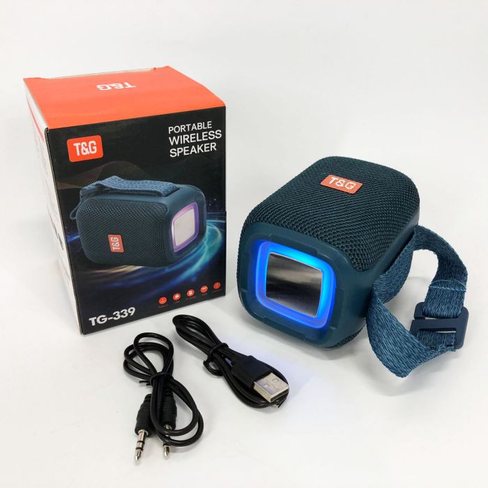 Портативная Bluetooth колонка TG339 5W с RGB подсветкой, Блютуз колонка для улицы. Цвет: синий