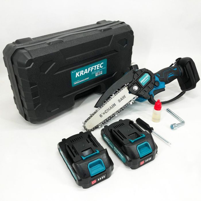 Аккумуляторная цепная мини пила 15 см в кейсе Krafftec (36V 4 Ач) + 2 аккумулятор и индикатором заряда