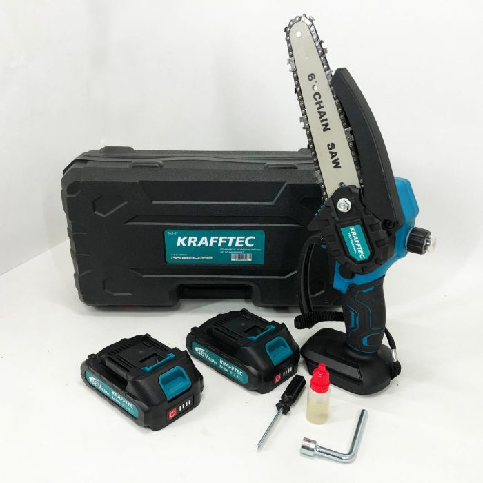Аккумуляторная цепная мини пила 15 см в кейсе Krafftec (36V 4 Ач) + 2 аккумулятор и индикатором заряда
