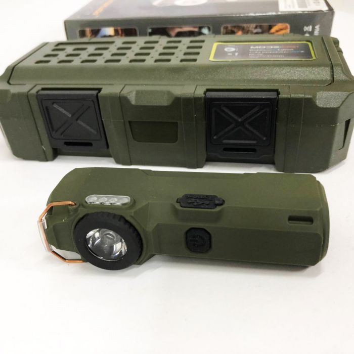 Фонарик-зажигалка армейская MULTIFUNCTIONAL D51-COB, Зажигалка на подарок в упаковке. Цвет: зеленый