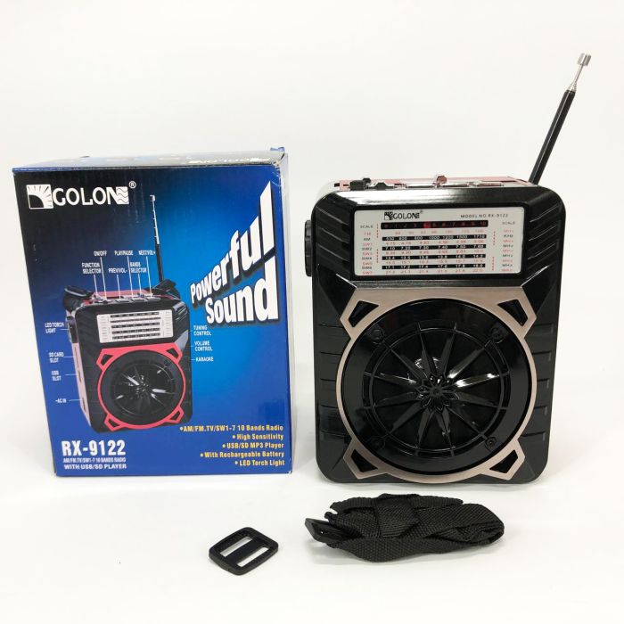 Радиоприемник GOLON RX-9122 портативная колонка всеволновое переносное радио FM фонарь LED. Цвет: красный