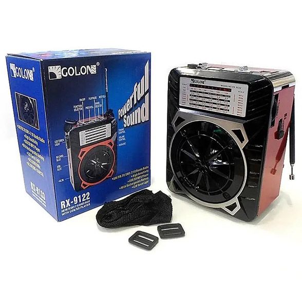 Радиоприемник GOLON RX-9122 портативная колонка всеволновое переносное радио FM фонарь LED. Цвет: красный
