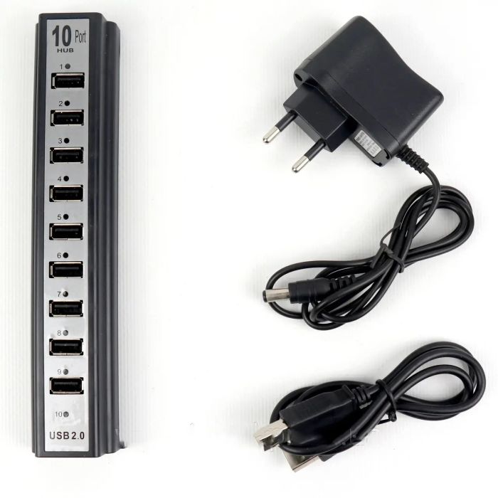 Разветвитель USB HUB на 10 портов с активной зарядкой 220V, Разветвитель юсб, Хаб для ноутбука