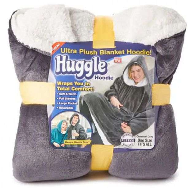 Плед толстовка с капюшоном и рукавами Huggle Hoodie оверсайз. Цвет: серый
