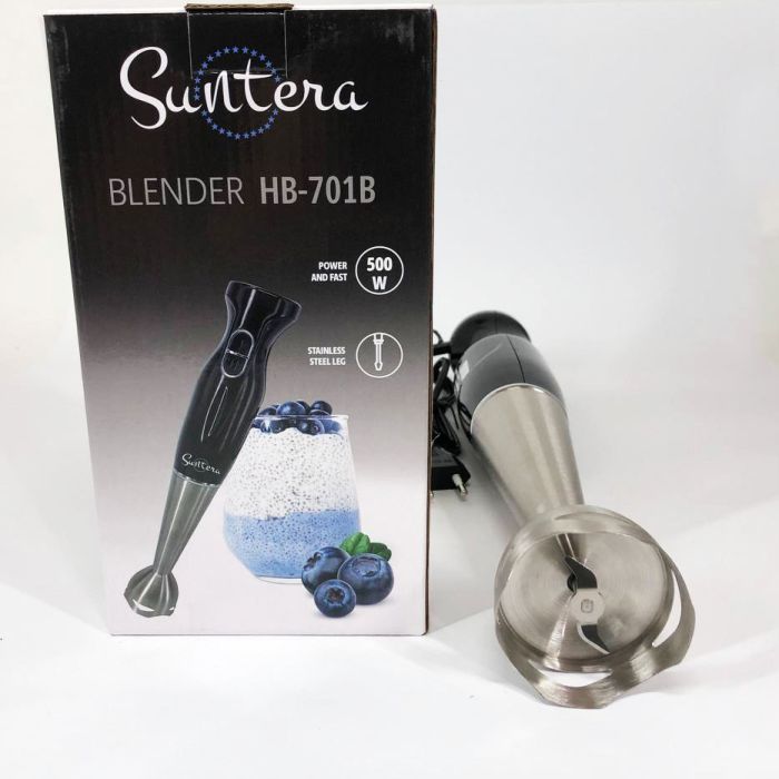 Блендер Suntera HB-701B 500 Вт, 2 режима скорости, ножка нержавеющая сталь, блендер переносной