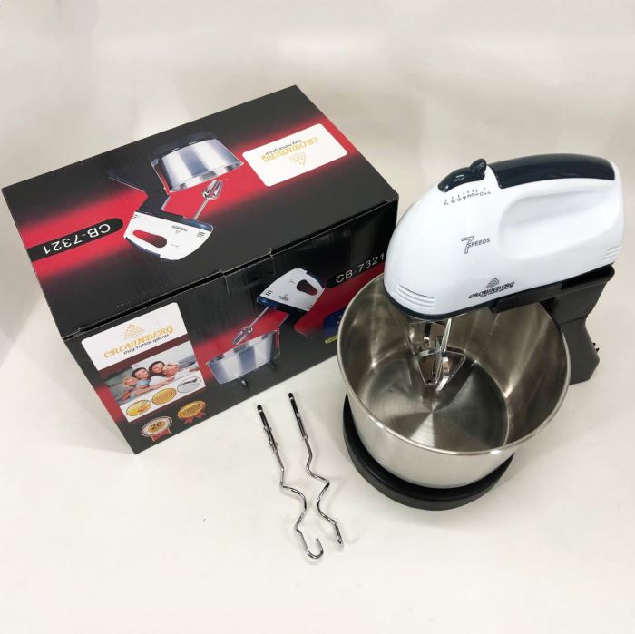 Миксер CROWNBERG CB-7321 с чашей/металл, миксеры с чашей, миксер тестомес для дома, кухонный стационарный