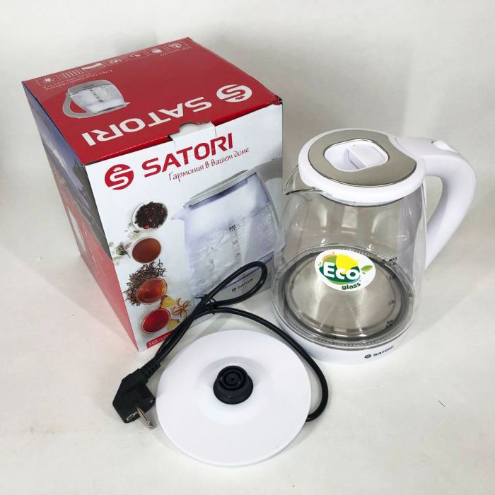 Электрочайник Satori SGK-4105-WT 1.8 л 1500 Вт, стильный электрический чайник, чайники с подсветкой