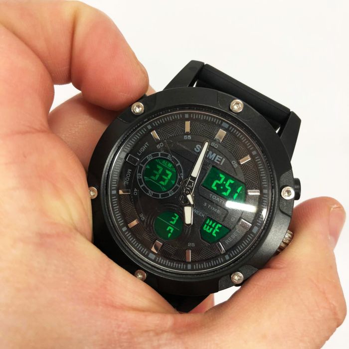 Часы наручные мужские SKMEI 1757BKBK BLACK-BLACK, часы наручные электронные тактические. Цвет: черный