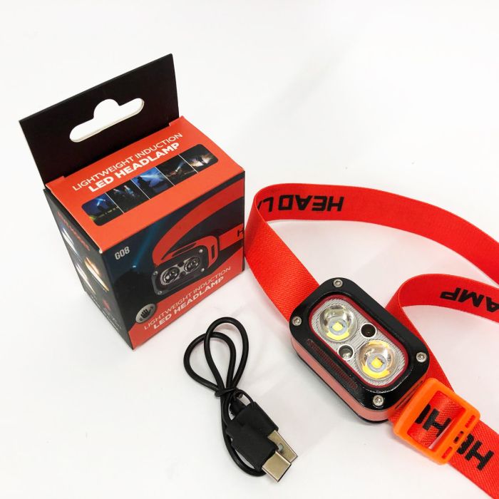 Фонарь налобный G08-2XPG(white+yellow)+LED(red), Налобный фонарь для автолюбителей, Led фонарь налобный