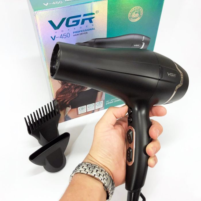 Профессиональный фен VGR V-450 для сушки укладки волос 2400 Вт режим Turbo, Воздушный стайлер для волос