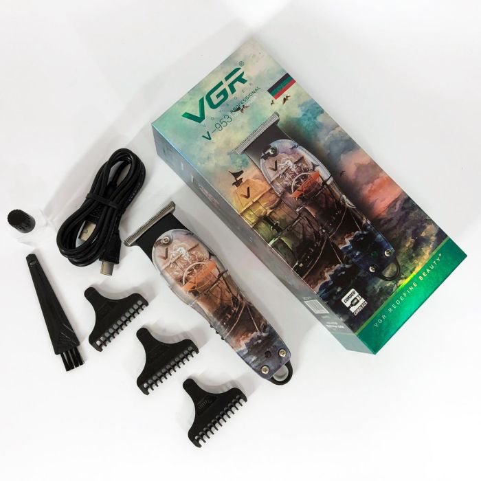 Профессиональный триммер для стрижки волос и бороды VGR V-953 с насадками, окантовочная машинка