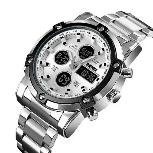 Часы наручные мужские SKMEI 1389SI SILVER, брендовые мужские часы. Цвет: серебряный