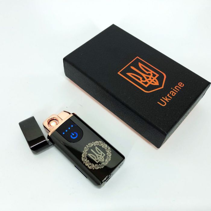 Электрическая и газовая зажигалка Украина с USB-зарядкой HL-435, зажигалка необычная. Цвет: черный