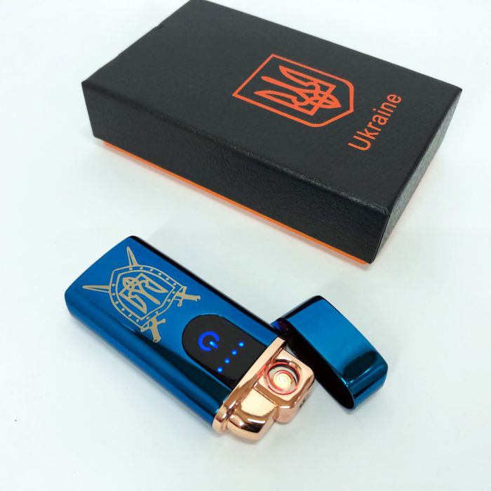 Электрическая и газовая зажигалка Украина с USB-зарядкой HL-432, зажигалка сенсорная. Цвет: синий