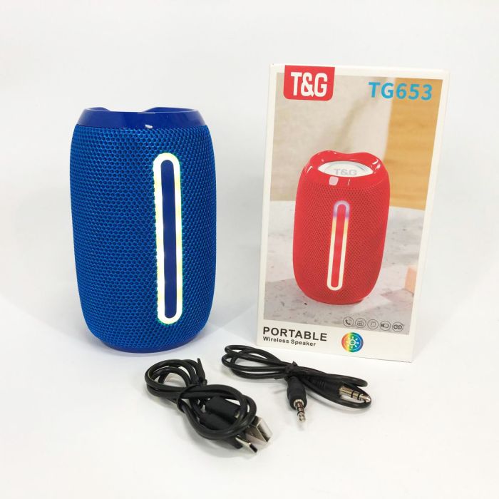 Портативная Bluetooth-колонка TG653 USB с ремешком, Беспроводная колонка портативная мощная. Цвет: синий