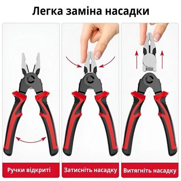 Многофункциональный набор быстросменных инструментов 5 в 1 (плоскогубцы, зачистка изоляции, обжимные щипцы)