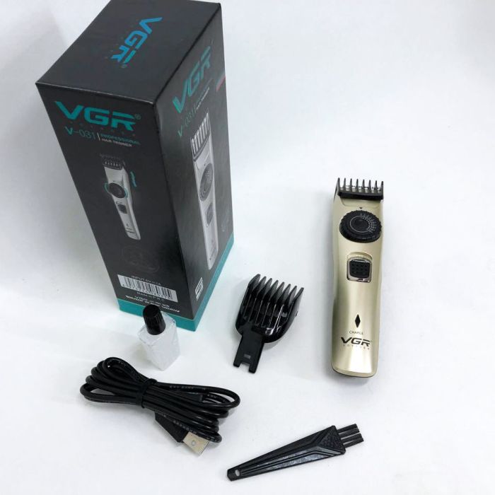 Машинка для стрижки волос беспроводная VGR V-031, триммер для бороды усов 2 насадки, окантовочная машинка
