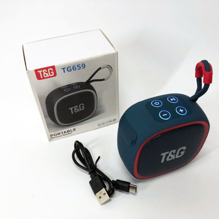 Портативная Bluetooth-колонка TG659 с ремешком, Блютуз колонка с подсветкой. Цвет: синий