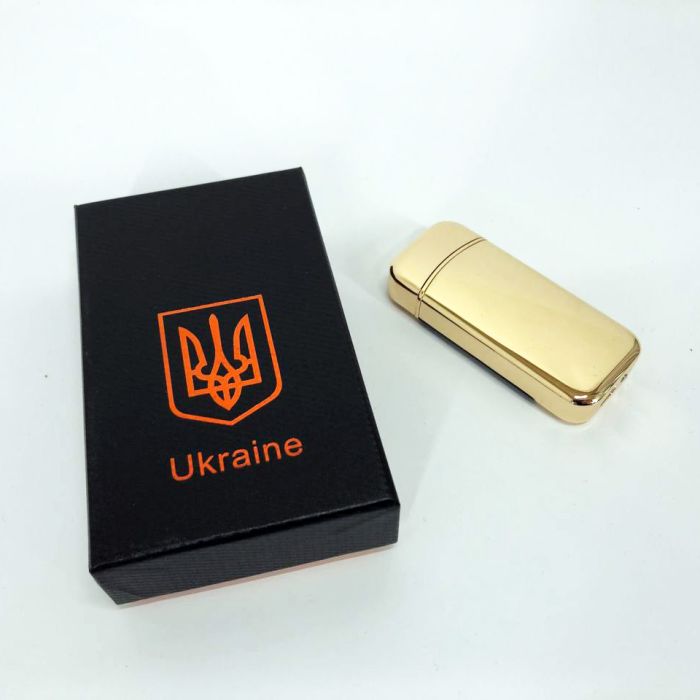 Дуговая электроимпульсная зажигалка с USB-зарядкой Украина LIGHTER HL-439. Цвет: золотой