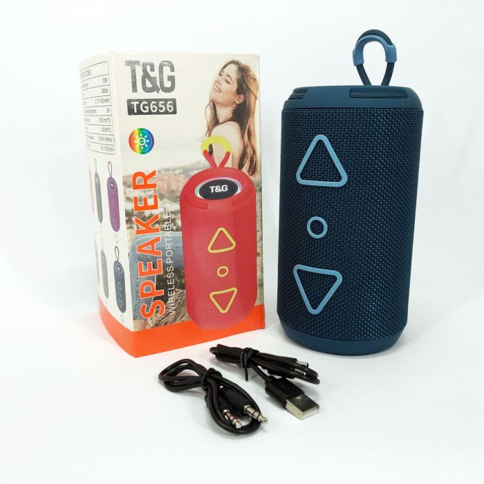 Bluetooth колонка портативная TG656 FM-радио, мощная переносная акустическая колонка. Цвет: синий
