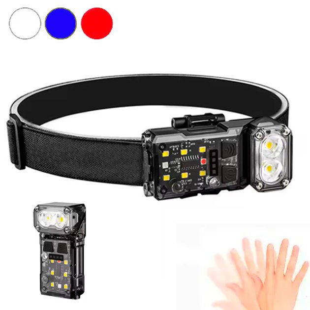 Налобный фонарь X52, 2LED+6SMD RGB, Фонарь на голову для бега, Фонарь на голову для рыбалки