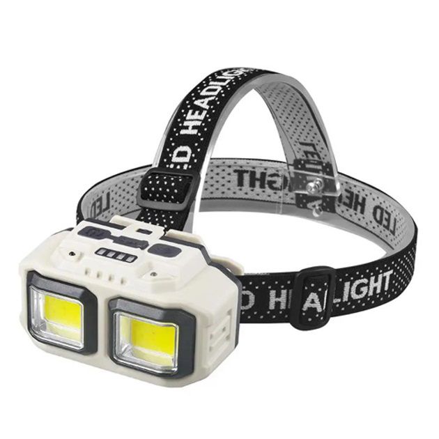 Фонарь налобный аккумуляторный Bailong HX-816S 2COB(white+red) с сенсорным датчиком влагозащита
