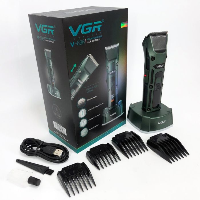 Аккумуляторная беспроводная машинка для стрижки волос VGR V-696 с LED дисплеем и ТУРБО режимом