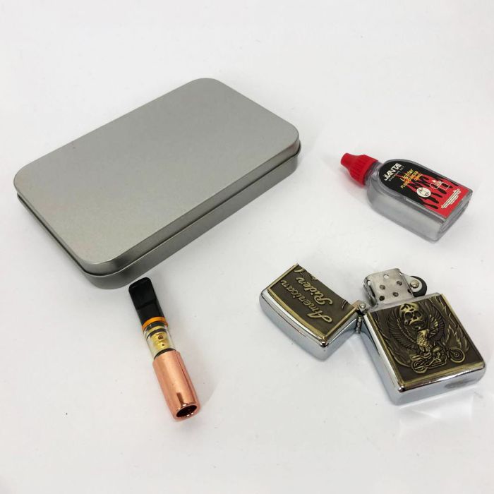 Зажигалка бензиновая в подарочной коробке N2, подарочные зажигалки, зажигалка для курения в подарок