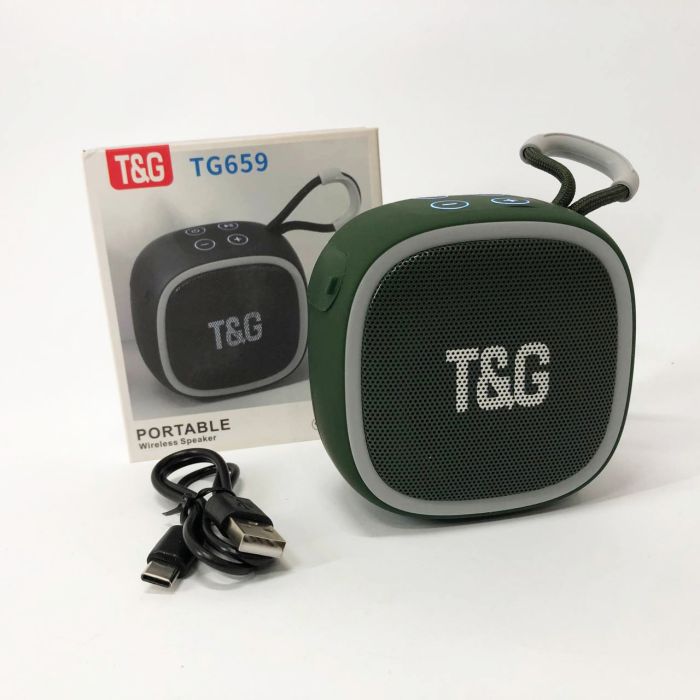 Портативная Bluetooth-колонка TG659 с ремешком, Беспроводная колонка портативная мощная. Цвет: зеленый