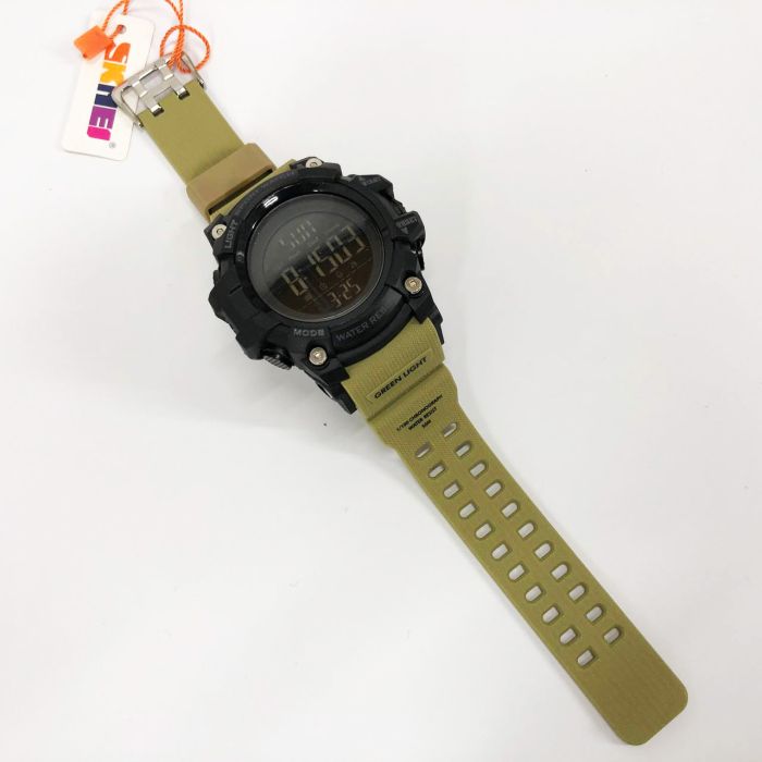 Часы наручные мужские SKMEI 1384KH KHAKI, часы наручные электронные тактические. Цвет: хаки