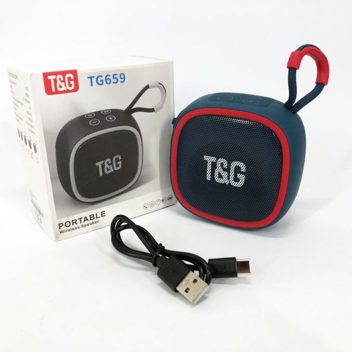 Портативная Bluetooth-колонка TG659 с ремешком, Блютуз колонка с подсветкой. Цвет: синий