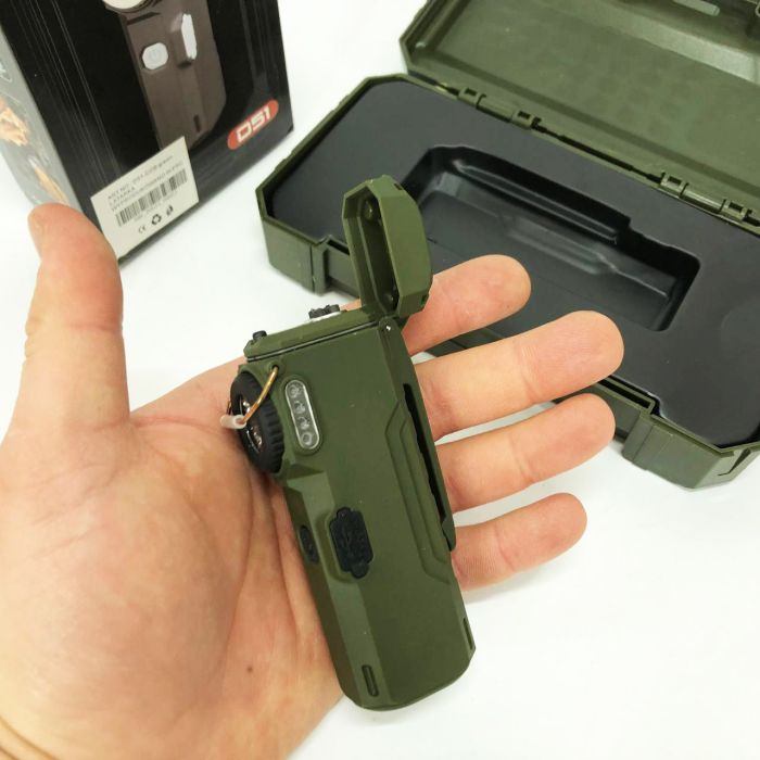 Фонарик-зажигалка армейская MULTIFUNCTIONAL D51-COB, Зажигалка на подарок в упаковке. Цвет: зеленый