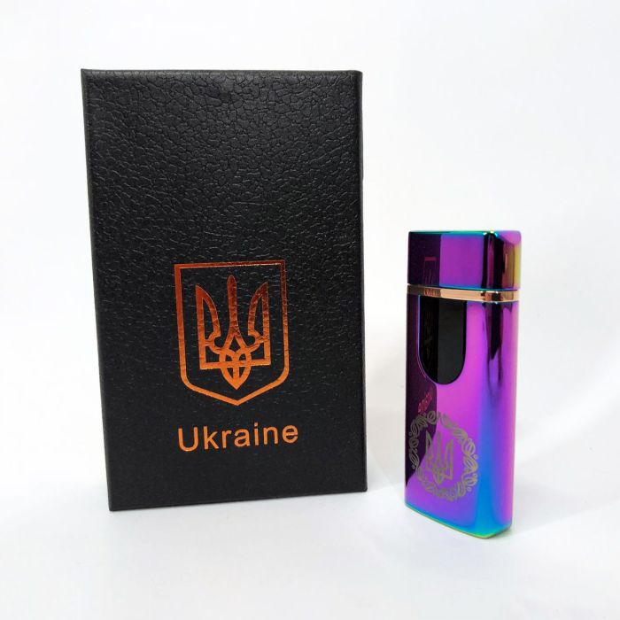 Электрическая и газовая зажигалка Украина с USB-зарядкой HL-435, Юсб зажигалка. Цвет: хамелеон