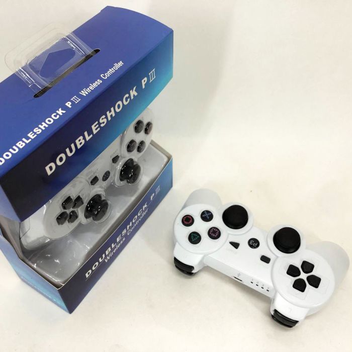Игровой беспроводной геймпад Doubleshock PS3/PC аккумуляторный джойстик с функцией вибрации. Цвет: белый