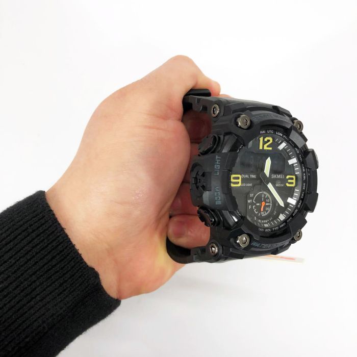 Часы наручные мужские SKMEI 1965BK BLACK, армейские часы противоударные. Цвет: черный