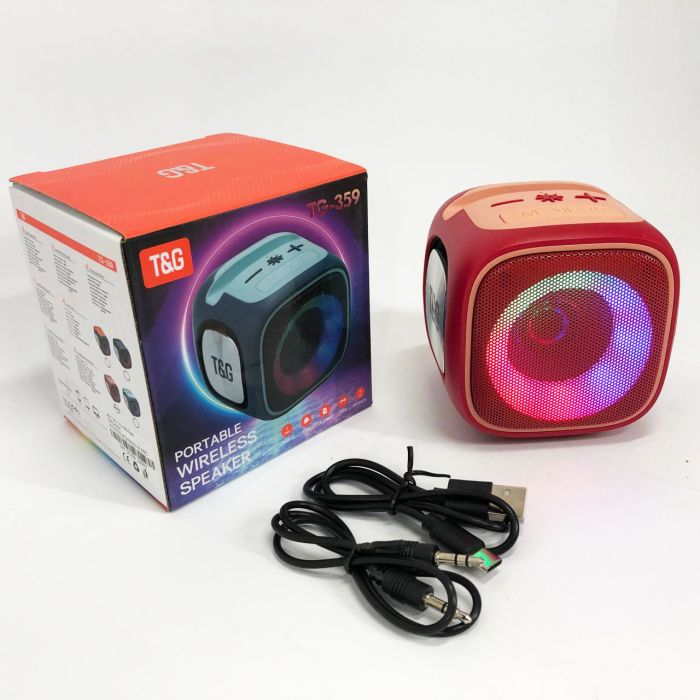 Портативная Bluetooth колонка TG359 7W с RGB подсветкой, Громкая блютуз колонка. Цвет: красный