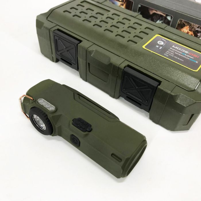 Фонарик-зажигалка армейская MULTIFUNCTIONAL D51-COB, Зажигалка на подарок в упаковке. Цвет: зеленый