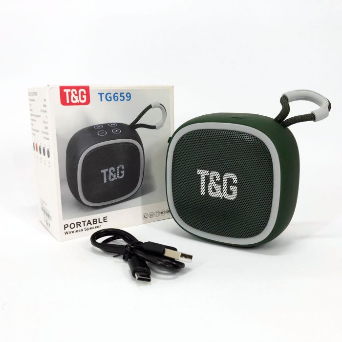 Портативная Bluetooth-колонка TG659 с ремешком, Беспроводная колонка портативная мощная. Цвет: зеленый