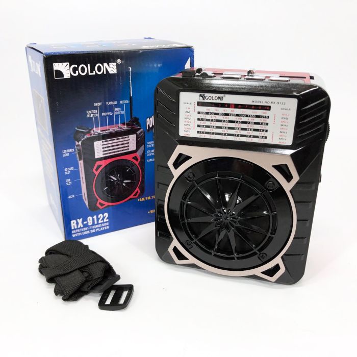 Радиоприемник GOLON RX-9122 портативная колонка всеволновое переносное радио FM фонарь LED. Цвет: красный