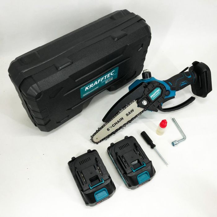 Аккумуляторная цепная мини пила 15 см в кейсе Krafftec (36V 4 Ач) + 2 аккумулятор и индикатором заряда
