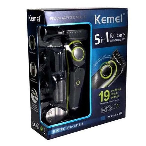 Многофункциональная бритва Kemei KM-696: аккумуляторный триммер с насадками для бороды и волос