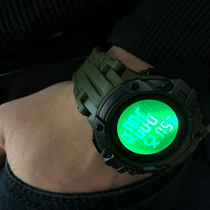 Часы наручные мужские SKMEI 1545AG ARMY GREEN, армейские часы противоударные. Цвет: зеленый