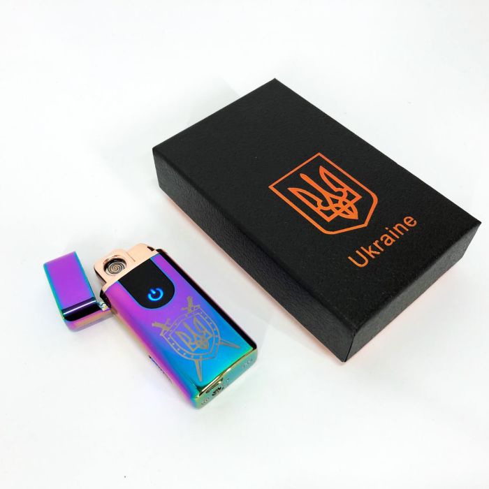 Электрическая и газовая зажигалка Украина с USB-зарядкой HL-432, Юсб зажигалка. Цвет: хамелеон